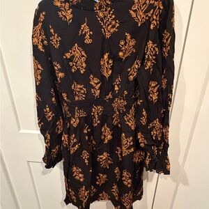Cupshe Black Dress with Orange Floral Design NWT